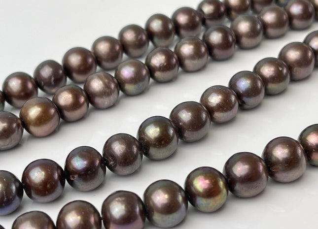 10 mm Matte Copper Brown Off Round Freshwater Pearl Beads Genuine Dark Brown Potato Freshwater Pearls 42 Beads #P2356