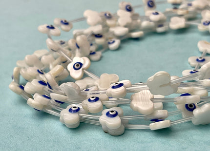 10 Pieces 10-11 mm Evil Eye Butterfly Shape Natural Mother of Pearl Blue Eye Gemstones Beads Genuine MOP Gemstones Loose Beads #4332