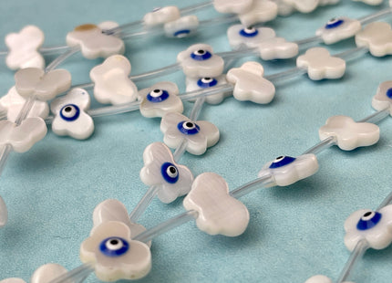 10 Pieces 10-11 mm Evil Eye Butterfly Shape Natural Mother of Pearl Blue Eye Gemstones Beads Genuine MOP Gemstones Loose Beads #4332