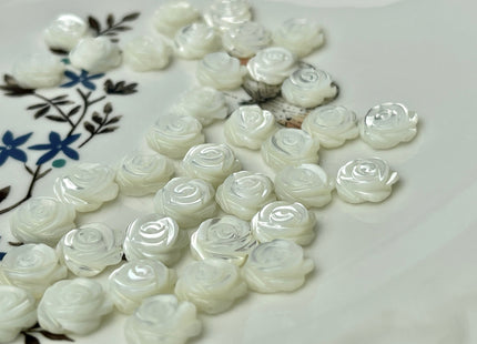 5 Pieces 8mm 10mm 12mm Rose Flower Shape Natural Mother of Pearl Gemstones Beads Genuine MOP Gemstones Loose Beads #4333