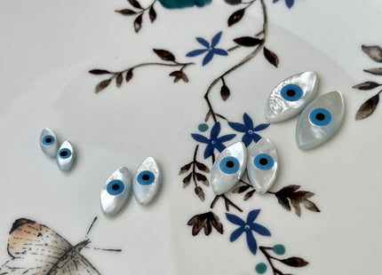 5 Pieces 8mm 12mm 14mm 18mm Blue Evil Eye Shape Natural Mother of Pearl Evil Eye Gemstones Beads Genuine MOP Gemstones Loose Beads #4337