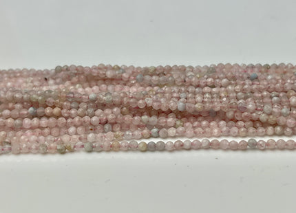2mm Faceted Round Tiny Morganite Gemstone Beads 13 Inches Strand #4318