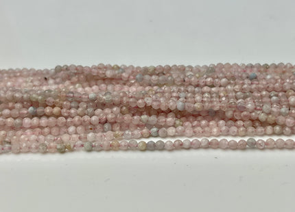 2mm Faceted Round Tiny Morganite Gemstone Beads 13 Inches Strand #4318