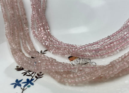 3.5-4 mm Natural Pink Rosequartz Smooth Heishi Tyre Gemstone Beads 13 Inches Strand #4340