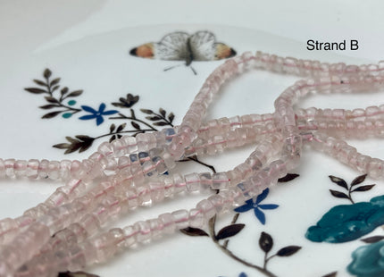 3.5-4 mm Natural Pink Rosequartz Smooth Heishi Tyre Gemstone Beads 13 Inches Strand #4340