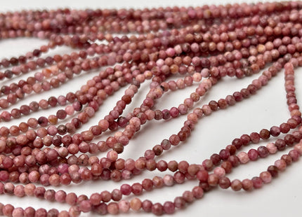 2 mm Faceted Round Tiny Pink Rhodonite Gemstone Beads 13 Inches Strand #4313