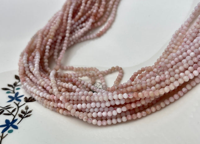 2mm Faceted Round Tiny Pink Opal Gemstone Beads 13 Inches Strand #4317