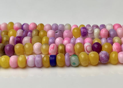 6-7mm Smooth Rondelle Pink Yellow Purple Green Opal Large Hole Gemstone Beads Hole Size 1.0mm Genuine Peruvian Opal 8 Inches Strand #4322