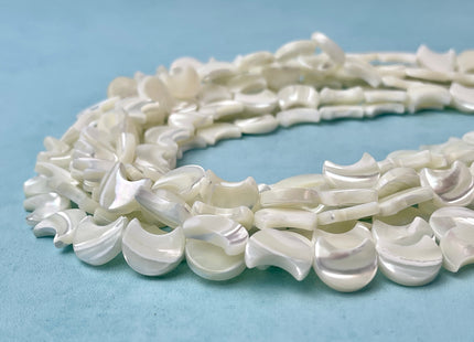 10x12mm Crescent Moon Shape Natural Mother of Pearl Gemstone Beads Genuine White MOP Gemstones Beads 15.5 Inches Strand 32 Beads #4325