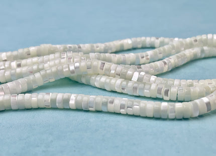 4mm 6mm 8mm Smooth Rondelle Heishi Natural Mother of Pearl Gemstone Beads Genuine White MOP Beads 15 Inches Strand #4324