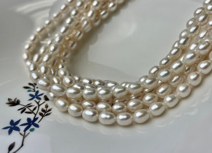 6x8 mm AA Natural White Rice Freshwater Pearl Beads Genuine Freshwater Rice / Oval Pearls High Luster Freshwater Pearl Beads #1664