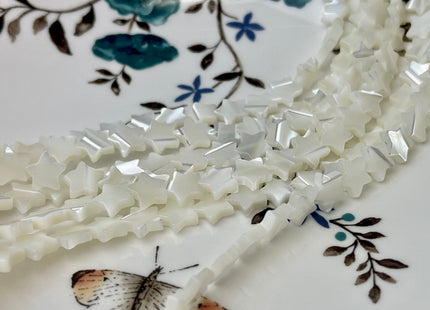 6mm 8mm 10mm Star Shape Natural Mother of Pearl Gemstone Beads Genuine White MOP Gemstones Beads 15.5 Inches Strand #4326