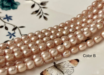 5.5-6x7mm Rice / Oval Freshwater Pearls Salmon Pink Color Genuine Freshwater Pearl Beads Rare Pink Color Oval Pearls #P2359