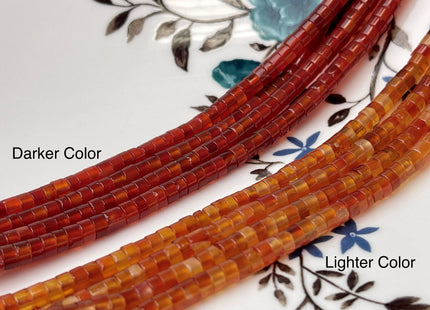 2x4mm Natural Carnelian Heishi Rondelle Shape Genuine Carnelian Discs Gemstone Loose Beads 15.5 Inches Strand #4349