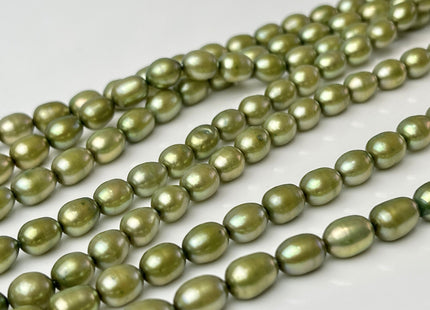 6x7-9 mm Sage Green Color Rice/Oval Freshwater Pearl Beads Genuine High Luster Freshwater Pearl #P2368