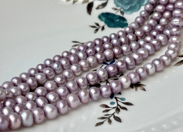 6-6.5mm AA Lavender Purple Color Potato Shape Freshwater Pearl Beads Genuine Cultured Freshwater Pearl 16 Inches Strand #P2369