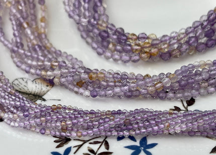 2mm 3mm 4mm AAA Natural Color Faceted Round Ametrine Gemstone Beads High Quality Micro Faceted Gemmy Ametrine Bead 15.5 Inches #4347