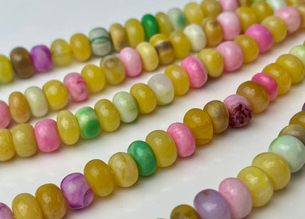 6-9 mm Smooth Rondelle Pink Yellow Green Purple Opal Large Hole Gemstone Beads Hole Size 1.0mm Genuine Peruvian Opal 8 Inches Strand #4346