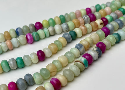 6-9 mm Smooth Rondelle Pink Yellow Green Purple Opal Large Hole Gemstone Beads Hole Size 1.0mm Genuine Peruvian Opal 8 Inches Strand #4343