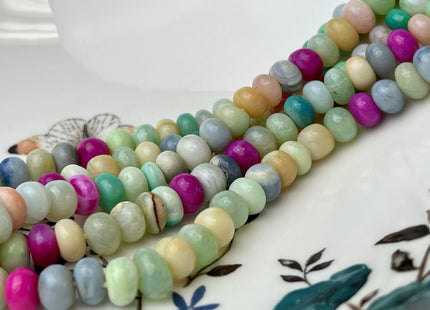 6-9 mm Smooth Rondelle Pink Yellow Green Purple Opal Large Hole Gemstone Beads Hole Size 1.0mm Genuine Peruvian Opal 8 Inches Strand #4343