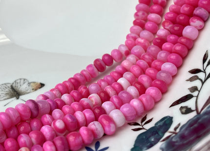 5-10 mm Smooth Rondelle Multi Pink Opal Large Hole Gemstone Beads Hole Size 1.0mm Genuine Peruvian Opal 8 Inches Strand #4344