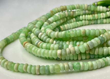 5-8 mm Smooth Rondelle Multi Light Parrot Green Opal Large Hole Gemstone Beads Hole Size 1.0mm Genuine Peruvian Opal 8 Inches Strand #4341