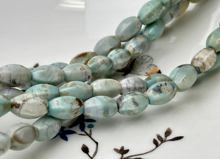 8x12 mm Natural Color Faceted Barrel Shape Dragon Skin Agate Gemstone Beads Natural Blue Green Color Agate Gemstone Beads. #2370