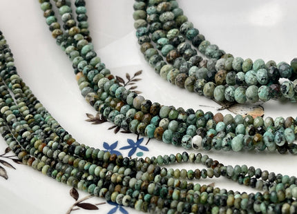 2x3mm 2x4mm 4x6mm Natural Color Faceted Rondelle Africa Turquoise Gemstone Beads Micro Faceted Africa Turquoise # 2445