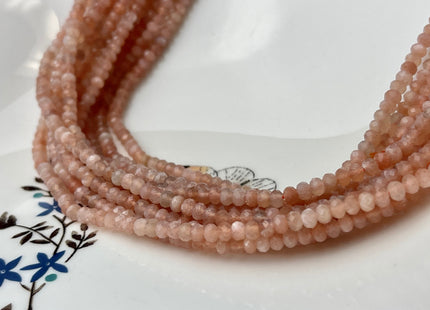 2x3mm 3x4mm 4x6mm Natural Color Faceted Rondelle Peach Moonstone Gemstone Bead Quality Micro Faceted Multi Peach Moonstone Loose Beads #2425