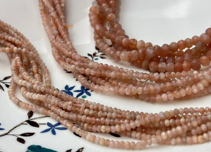 2x3mm 3x4mm 4x6mm Natural Color Faceted Rondelle Peach Moonstone Gemstone Bead Quality Micro Faceted Multi Peach Moonstone Loose Beads #2425