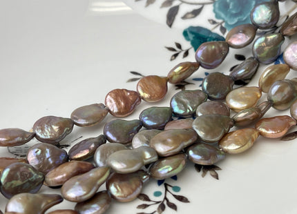 10-11 mm AA Mixed Champagne Gold Copper Color Coin Freshwater Pearl Mixed Color Genuine Freshwater Coin Pearl Beads 31 Pieces #P1359