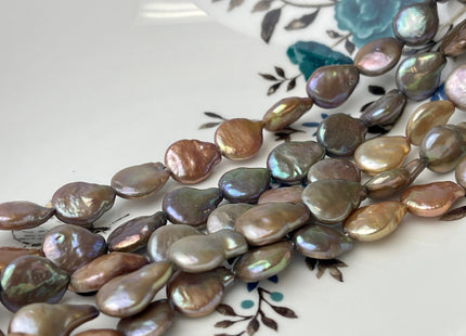 10-11 mm AA Mixed Champagne Gold Copper Color Coin Freshwater Pearl Mixed Color Genuine Freshwater Coin Pearl Beads 31 Pieces #P1359