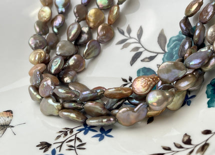 10-11 mm AA Mixed Champagne Gold Copper Color Coin Freshwater Pearl Mixed Color Genuine Freshwater Coin Pearl Beads 31 Pieces #P1359