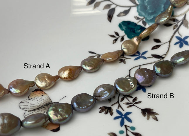 10-11 mm AA Mixed Champagne Gold Copper Color Coin Freshwater Pearl Mixed Color Genuine Freshwater Coin Pearl Beads 31 Pieces #P1359