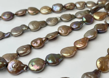 10-11 mm AA Mixed Champagne Gold Copper Color Coin Freshwater Pearl Mixed Color Genuine Freshwater Coin Pearl Beads 31 Pieces #P1359