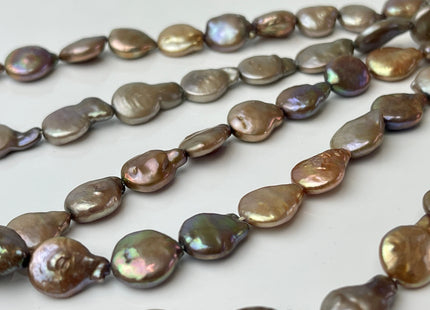 10-11 mm AA Mixed Champagne Gold Copper Color Coin Freshwater Pearl Mixed Color Genuine Freshwater Coin Pearl Beads 31 Pieces #P1359