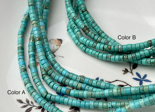 4-4.5 mm Turquoise Heishi Rondelle Shape Loose Beads 15 Inches Strand #2585
