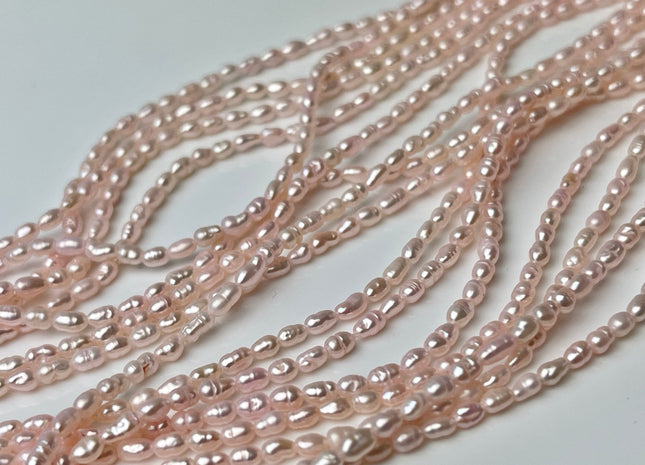 1.8-2x3 mm Baby Pink Color Rice Tiny Freshwater Seed Pearls Genuine Freshwater Pearls #P2372