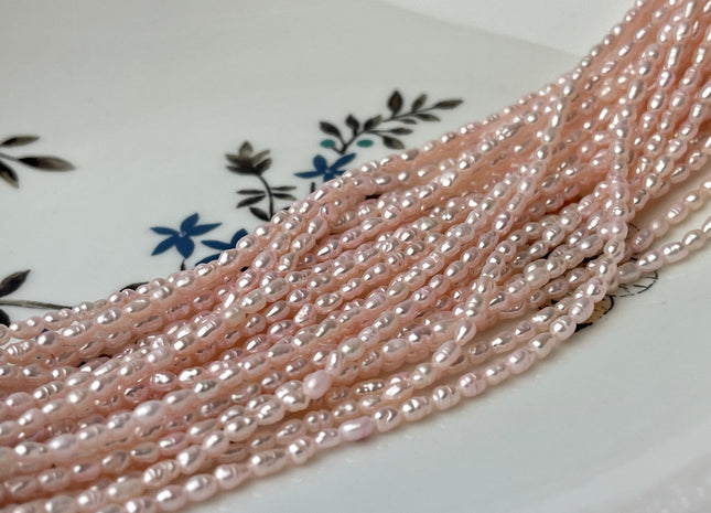 1.8-2x3 mm Baby Pink Color Rice Tiny Freshwater Seed Pearls Genuine Freshwater Pearls #P2372
