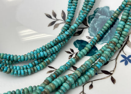 2x4 mm Smooth Rondelle Shape Turquoise Beads Green Brown Color Gemstone Loose Beads #3799