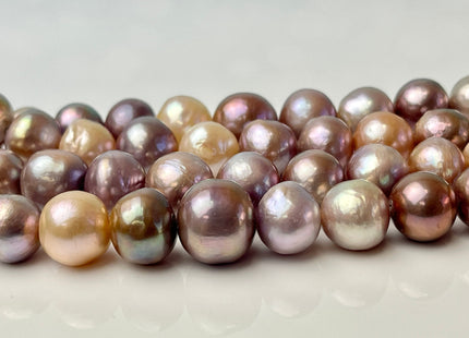 12-14mm AAA Half Strand Large Hole Very Rare Dark Mauve Pink Baroque Pearl Hole Size 1.5mm Or 2.2mm Round Edison Pearl 15 beads #P2376