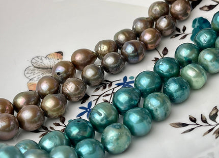 10-12 mm Teal Green OR Copper Brown Color Baroque Freshwater Pearls Genuine Baroque Pearl Beads C Grade #P2371