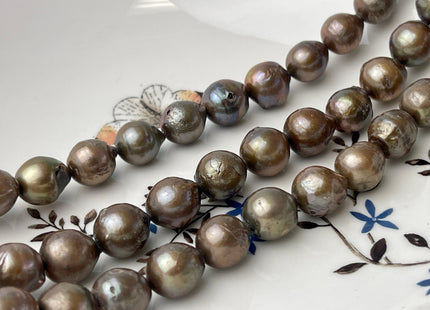 10-12 mm Teal Green OR Copper Brown Color Baroque Freshwater Pearls Genuine Baroque Pearl Beads C Grade #P2371