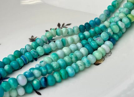 6-9 mm Smooth Rondelle White Blue Turquoise Larimar Color Opal Gemstone Beads Genuine Natural Peruvian Blue Opal 8 Inches Strand #4355