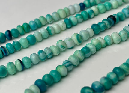 6-9 mm Smooth Rondelle White Blue Turquoise Larimar Color Opal Gemstone Beads Genuine Natural Peruvian Blue Opal 8 Inches Strand #4355