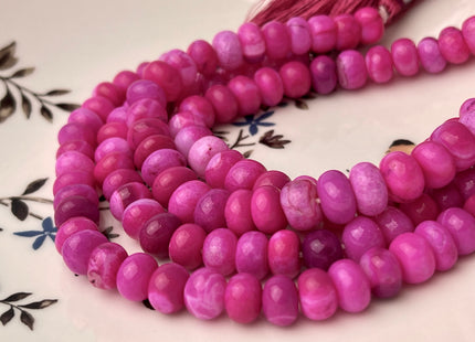 6-9 mm Smooth Rondelle Pink and Purple Color Large Hole Opal Gemstone Beads Genuine 1.0mm Hole Natural Peruvian Opal 8 Inches Strand #4356