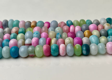 7-10 mm Smooth Rondelle Pink Blue Green Opal Large Hole Gemstone Beads Hole Size 1.0mm Genuine Peruvian Opal 8 Inches Strand #4358