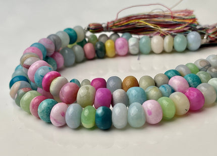 7-10 mm Smooth Rondelle Pink Blue Green Opal Large Hole Gemstone Beads Hole Size 1.0mm Genuine Peruvian Opal 8 Inches Strand #4358