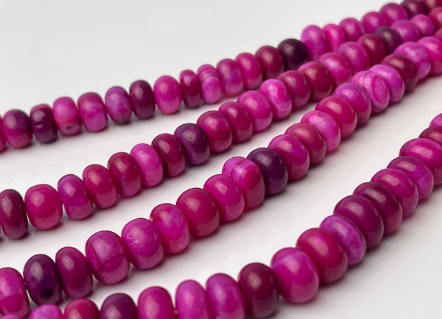 7-10 mm Smooth Rondelle Dark Purple Color Large Hole Opal Gemstone Beads Genuine 1.0mm Hole Natural Peruvian Opal 8 Inches Strand #4359