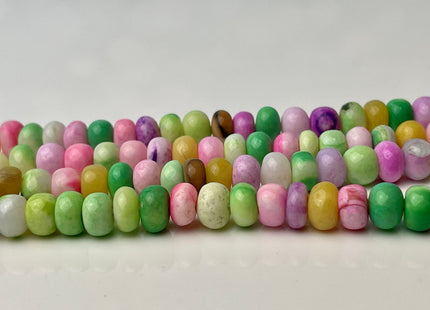7-9 mm Smooth Rondelle Pink Green Yellow Purple Opal Large Hole Gemstone Beads Hole Size 1.0mm Genuine Peruvian Opal 8 Inches Strand #4360